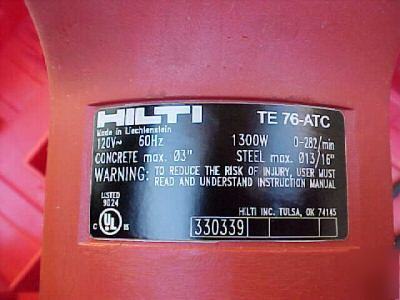Hilti rotary combihammer drill/breaker TE76-atc, te-76