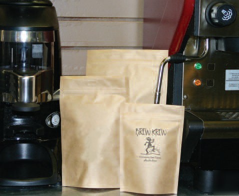1/4 lb kraft stand up barrier zipper pouches coffee bag