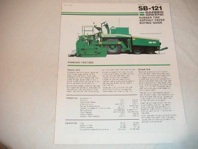 Barber-greene model sb-121 asphalt paver brochure 