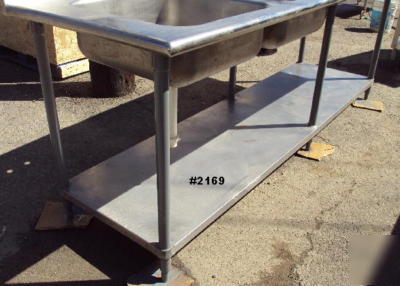 Commercial stainless steel table with double sink