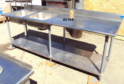 Commercial stainless steel table with double sink
