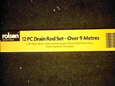 Rolson 12 piece drain rod set over 9MTR.