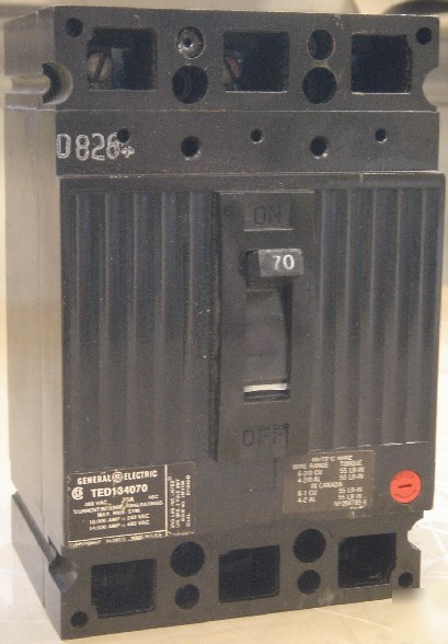 Ge 480VAC 70A 3POLE circuit breaker TED134070WL