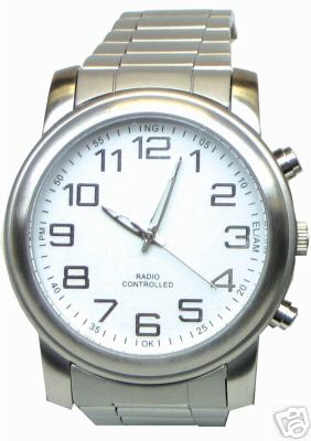 Mfj 188MRC atomic analog wrist watch with stainless st
