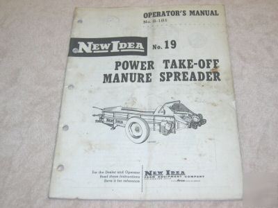 New idea operator manual no. 19 pto manure spreader