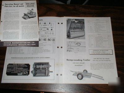 Rosco rollpac deluxe operating manual & parts list