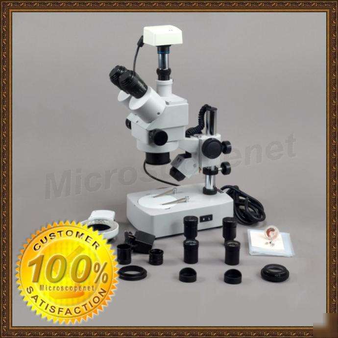 Zoom stereo microscope w 3.0MP usb camera 54 led light