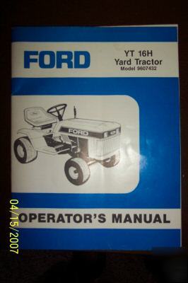 New ford holland yt 16H yard tractor operator's manual