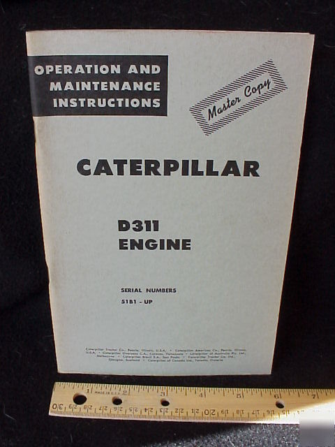 1950S cat caterpillar D311 d 311 engine owners manual