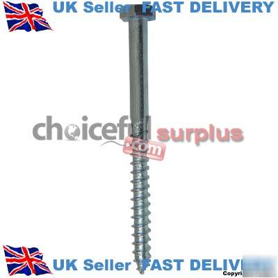 Bright zinc plated coach screws 6MM x 75MM pack of 2