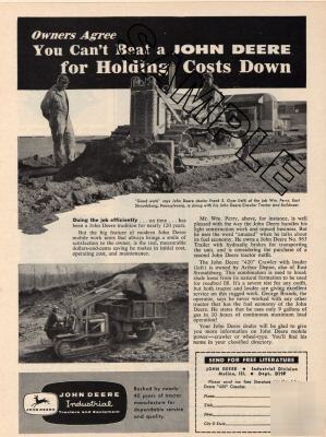John deere 420 crawler 1957 magazine ad, dozer & loader