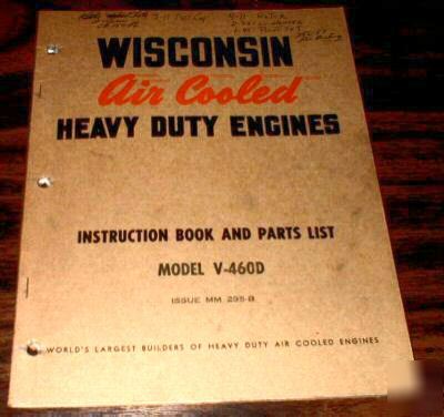 Wisconsin engines V460D parts list manual sh MM295B