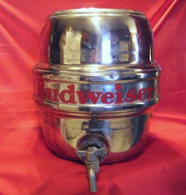 7.5 gal firestone stainless steel budweiser keg, used