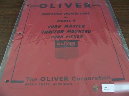 Oliver 4 corn master tractor mounted operator manual