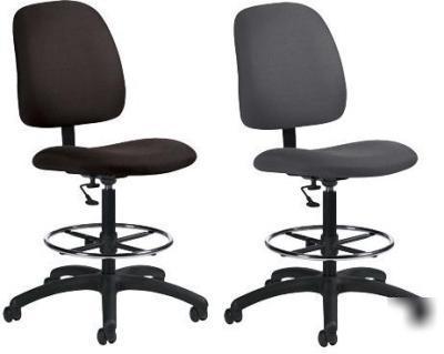 Deluxe black fabric drafting chair by harwick