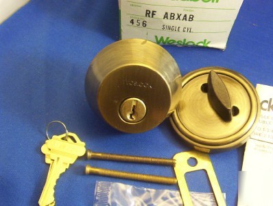 Weslock single cyl deadbolt door lock # 456 made n usa