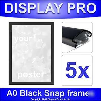 5 x A0 black snap frames poster holder picture display 