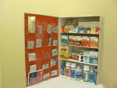 New 1ST aid kit - 4 shelf metal first aid kit (filled) 