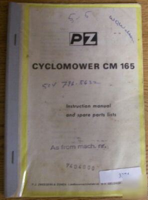 Pz cyclomower cm 165 instruction manual parts list