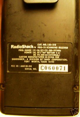 Radio shack pro-70 handheld scanner