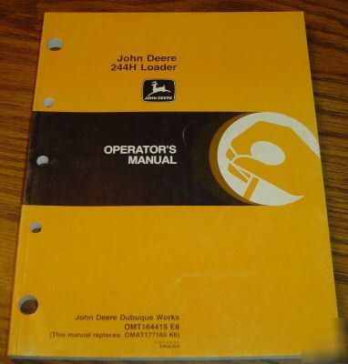 John deere 244H loader operator's manual book jd