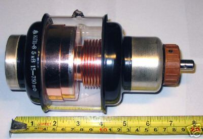 Vacuum variable capacitor 15 - 750 pf 5 kv. nos. 