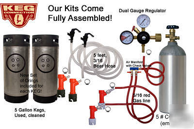 Kegerator kit, 2 faucet keg kit, pin lock kegs HK120SP