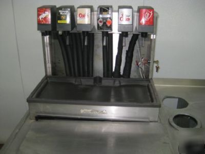Stainless steel server staion w/6 head coke machine