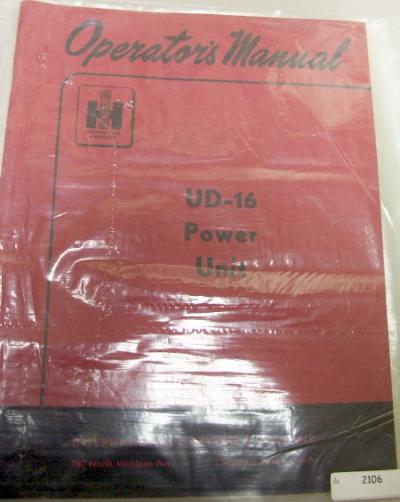 Ih international ud 16 power unit operators manual