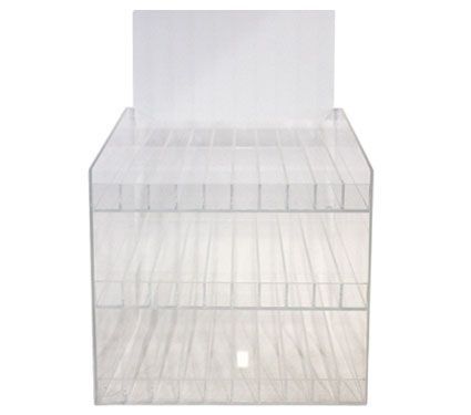 Lucite retail display for lipstick nail color cosmetics