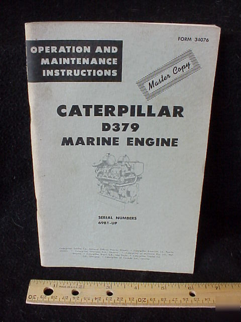 1961 cat caterpillar D379 marine engine owners manual