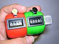 2 bank red & green tally counters, abs clickers