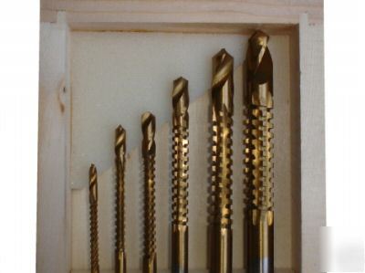 6PC titanium saw drill bits ( drill , saw , file & ream