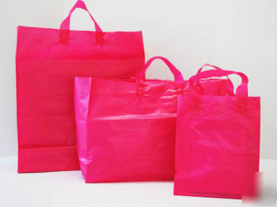 Hot pink frost plastic shopping bags CB12P 16