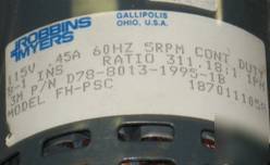 New - robbins myers 5 rpm motor, model fh-psc