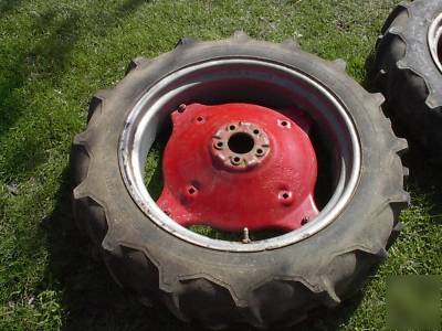 Farmall cub ~ rear tires & rims w/ dishes 8.3 x 24