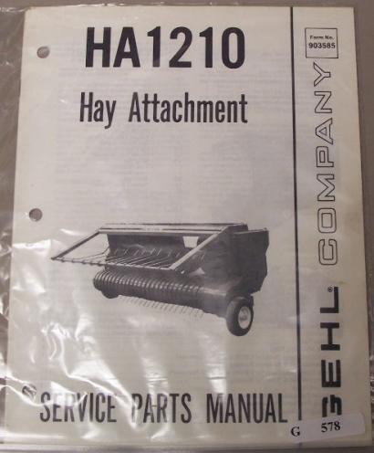 Gehl HA1210 hay attachment service parts manual