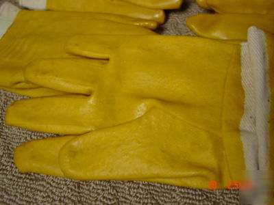 New 5,pairs,gloves,dipped,rubber,yellow,chemical,large, 