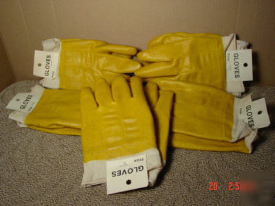New 5,pairs,gloves,dipped,rubber,yellow,chemical,large, 