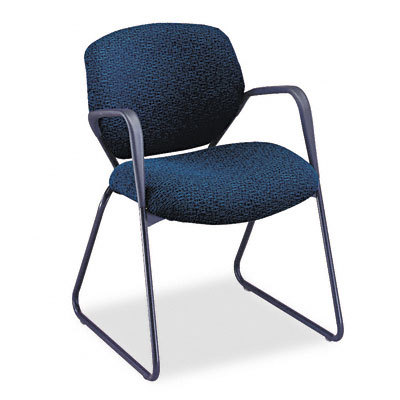 Resol 6200 sers arm chair sled base navy blue fabric