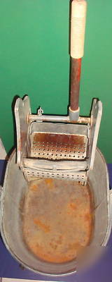 Vintage steel oval mop bucket wringer by geerpress co.