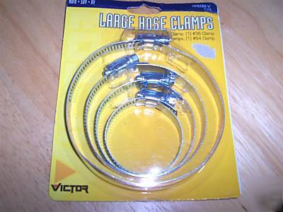  hose clamps lot of 4 - large # 28,36,48, & 64 - victor