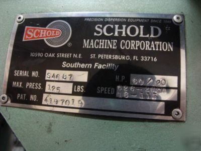 1999 schold co-axial dispersing / mixer machine