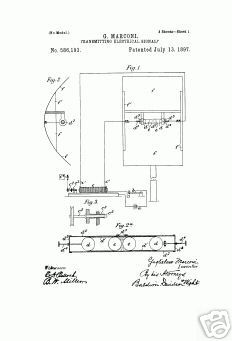 Art print - us patent for famous radio by marconi 1897