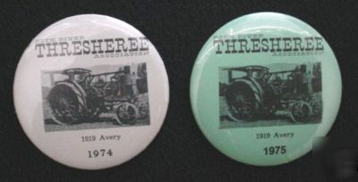 Rock river, wi thresheree pin back buttons -1974 & 1975
