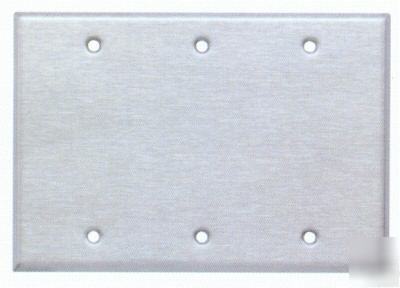 3G gang blank wall plate, stainless steel