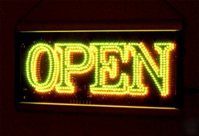 Super bright animated green & yellow led open sign g/y