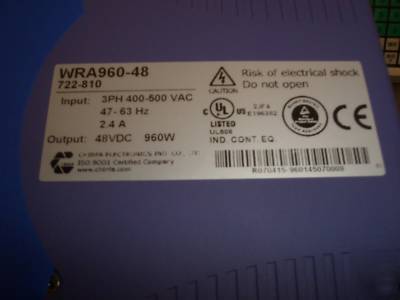 Lutze 3 phase to 48V at 20A power supply module WRA960