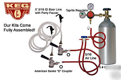 Party kegerator kit for draft beer,dual taps,CO2 tank 