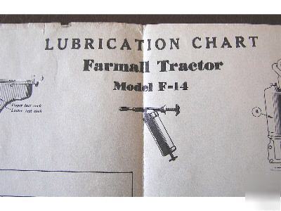 Original farmall tractor f-14 lubrication chart 